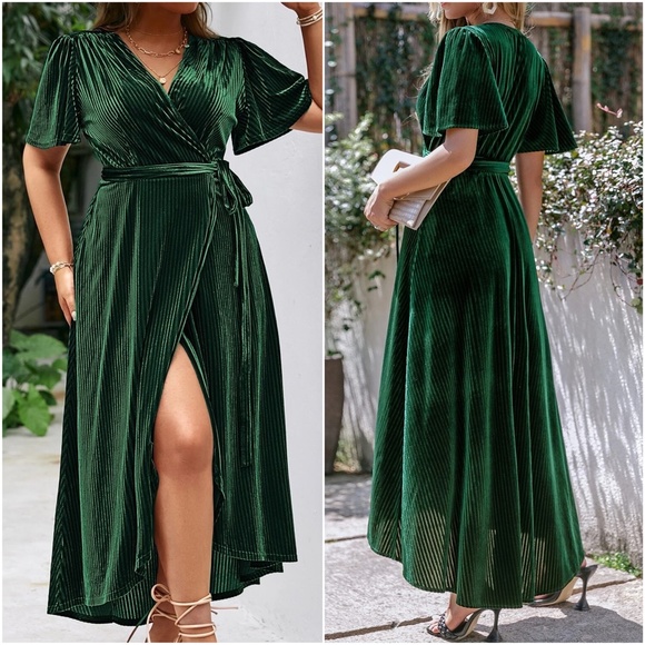 Luxe Velvet Butterfly Sleeve Maxi Dress - Picture 6 of 6
